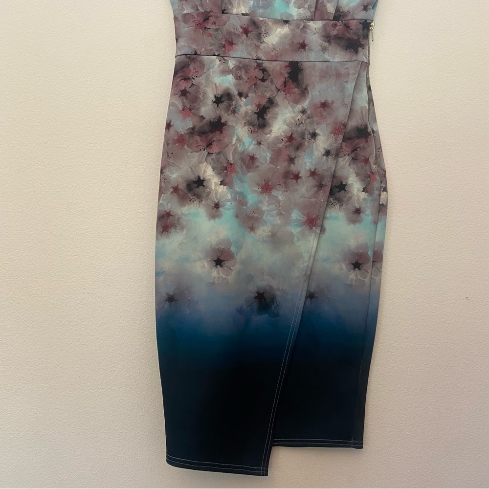 NWOT ASOS size 6 MIDI dress with asymmetrical hemline with watercolor effect - Picture 5 of 16